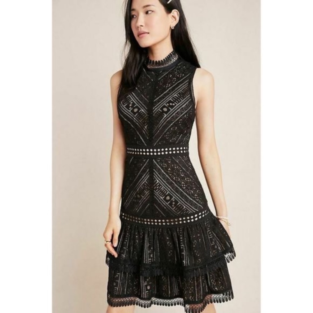 Anthropologie Hailee C Bella Black Lace Dress